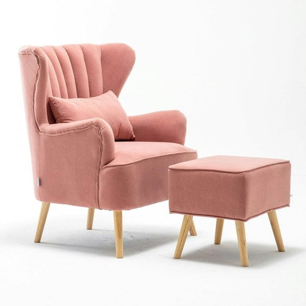 Occasion Frosted Velvet Wingback Armchair and Footstool Wingback Chairs Living and Home
