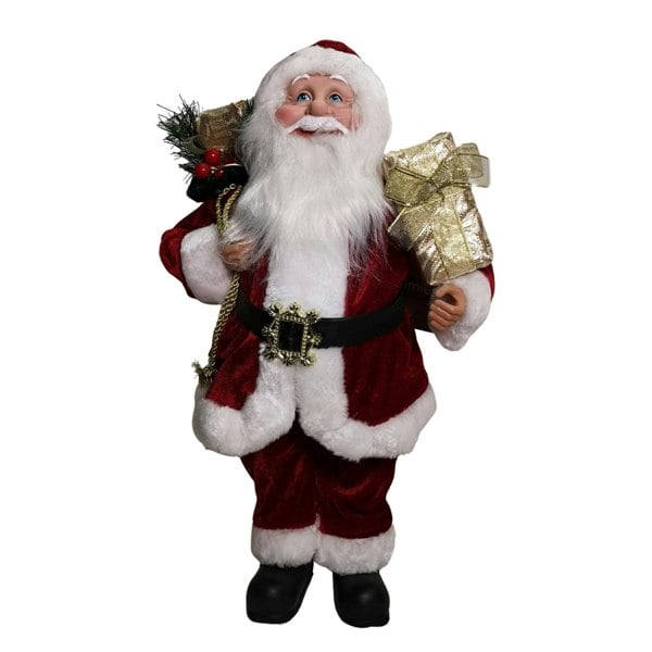 Samuel Alexander 40cm Red Standing Santa with Gift Sack Christmas Indoor Decoration