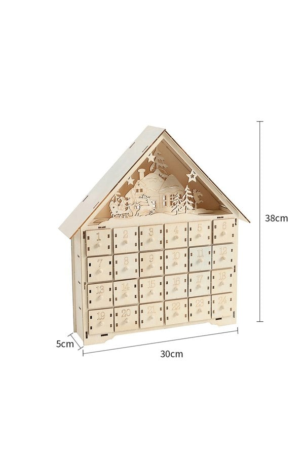 Living and Home DIY Old Man Deer Small House Calendar Cabinet with Light for Christmas countdown, 30cm L x 5cm W x 38cm H