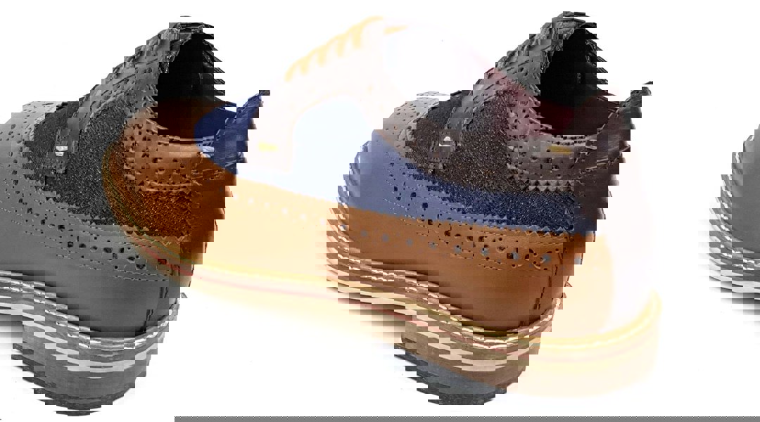 Frank James Lambeth Two Tone Leather Canvas Formal Casual Mens Brogue Shoes