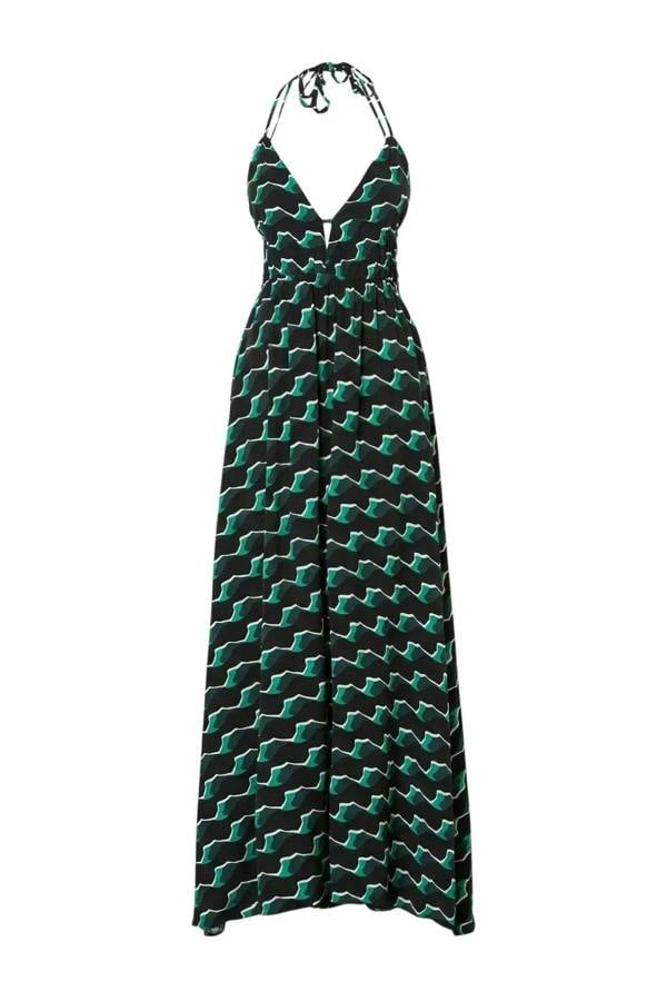 WOVCOR Geometric Pattern Midi Woven Dress