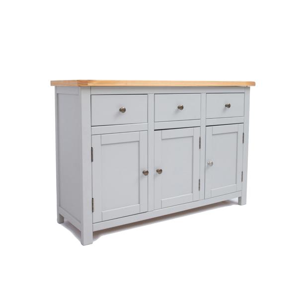 Cabinet Bits Argenta Light Grey 3 Drawer 3 Door Sideboard Brass Knob