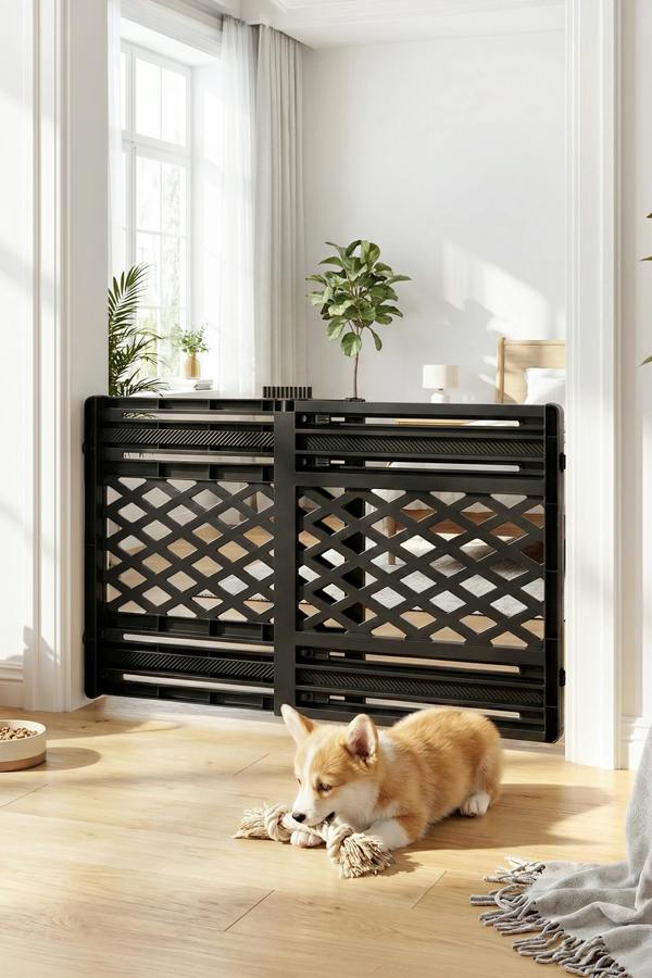 Living and Home Indoor Extendable Pet Gate Barrier for Door