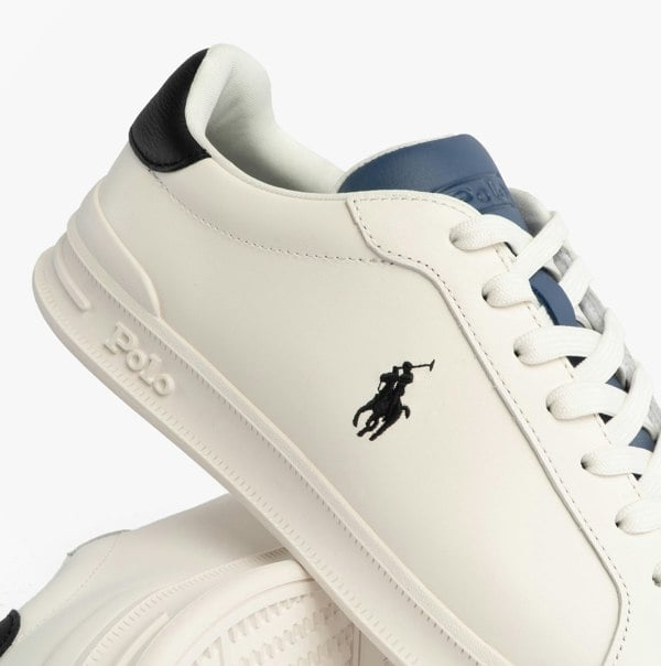 Polo Ralph Lauren Mens Heritage Court II Leather Trainer Off White/Blue