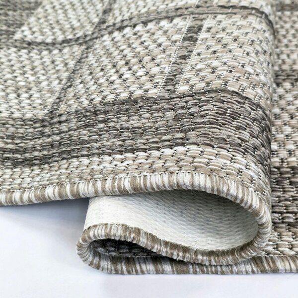 Viva Rugs Taupe Brown Beige Geometric Runner Rug Non-Slip Flat Weave Kitchen Hallway Carpet