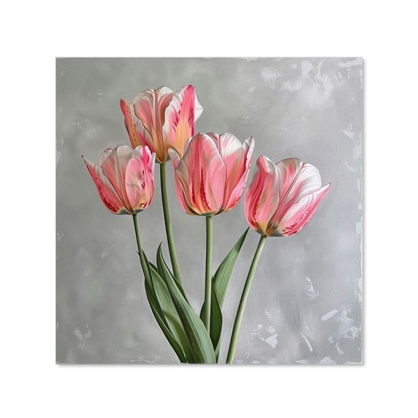 Warren Reed - Designer Painted Pink Tulips Kitchen Splashback