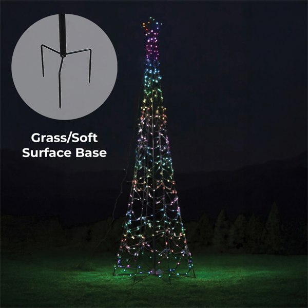 Xmas Haus Grass Soft Surface Mounted Flagpole Tree RGB, Hello Fairy APP Control or Handheld Remote , 3.2m H