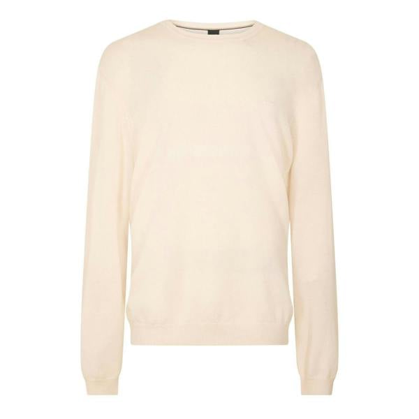 Boss Mens Crew Neck Regular Long-Sleeved Sweatshirt - White - 