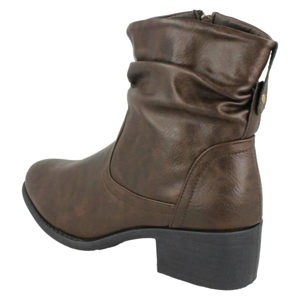 Spot On Ladies Spot On Rouched Ankle Boots