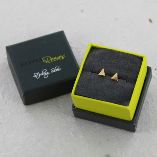 Sterling Silver High Shine Triangle Studs - Reeves & Reeves