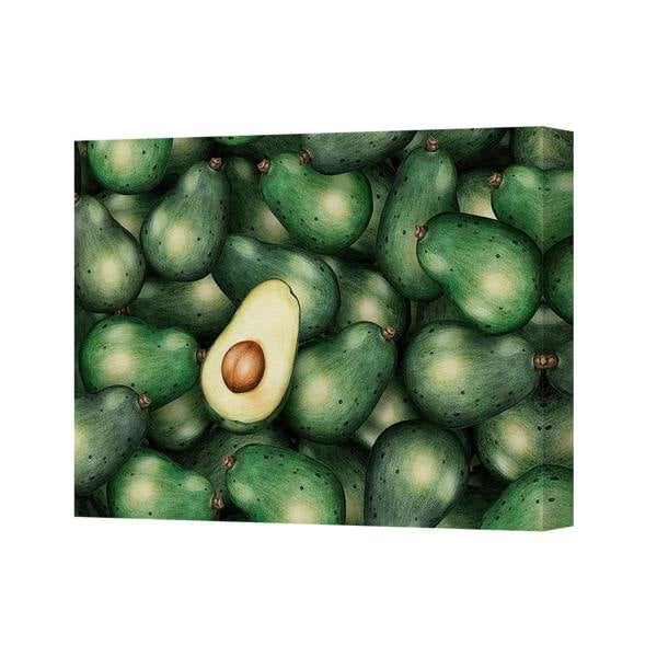 Benjamin Tate Design Avocado Canvas Wall Art Print Fresh Bright Green Fruit Decor