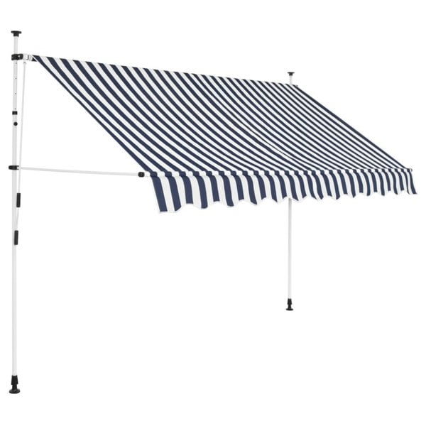 Berkfield Manual Retractable Awning 250 cm Blue and White Stripes