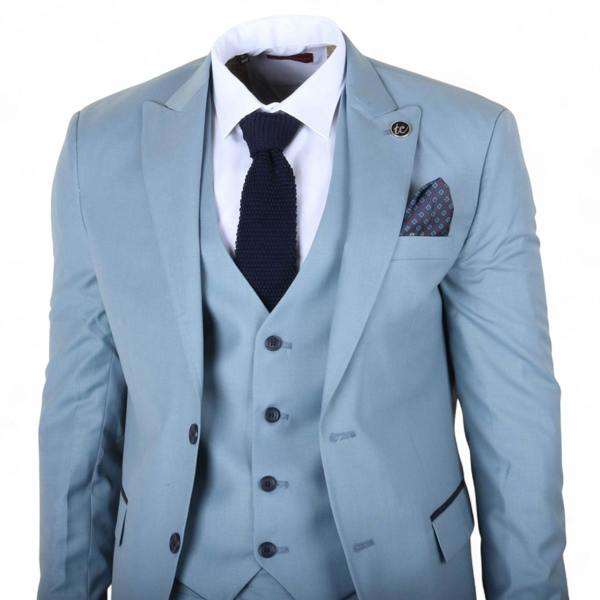 Infinity Leather Men's 3 Piece Plain Blue Work Formal Suit