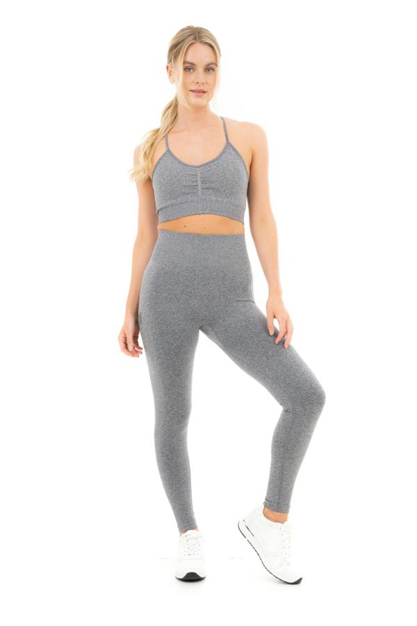 Smart Living Women's High Waist Solid Marl Leggings with Bum Lift - Charcoal