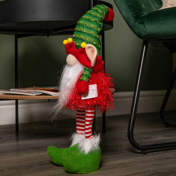 Samuel Alexander 46cm Battery Operated Light up Standing Christmas Elf Gonk with Warm White LEDs
