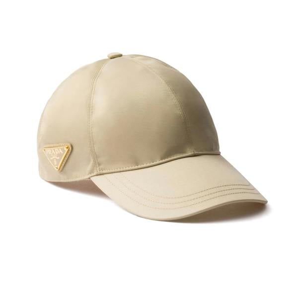 Prada Re-Nylon Triangle Logo Cap Beige - chancefashionco