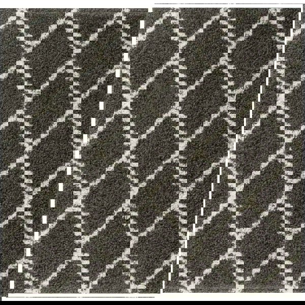 Moroccan Design Thick Shaggy Area Rugs Dark Grey