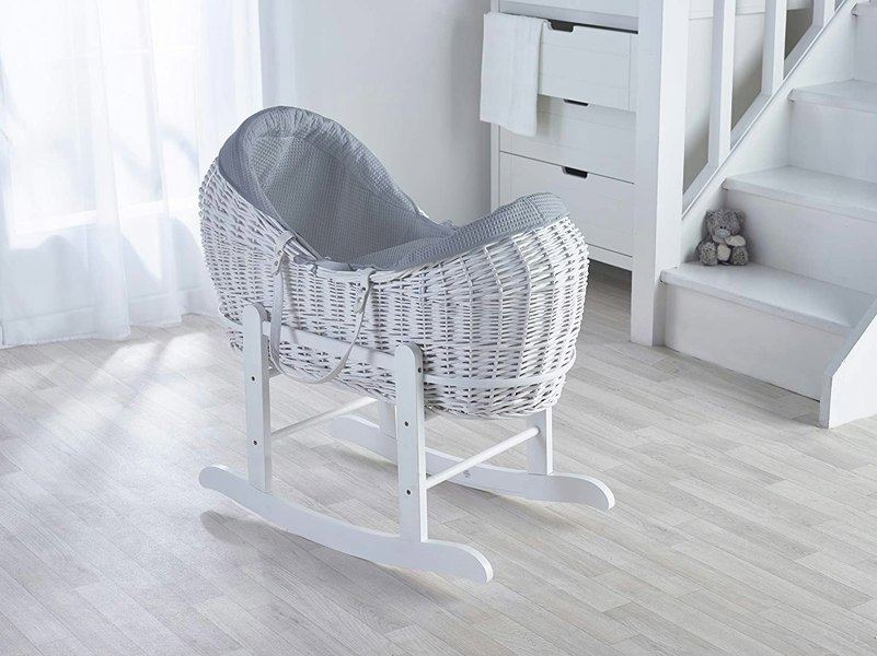 Kinder Valley Grey Waffle Pod Moses Basket Bedding Set