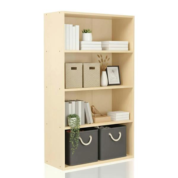 WALPLUS Minimalist Pasir 4 Tier Open Shelf, Steam Beech for Living Room - SKU 11209SBE