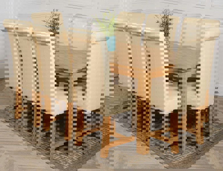 That's Furniture Oslo 180 x 90cm Large Oak Dining Set with Washington Leather Chairs