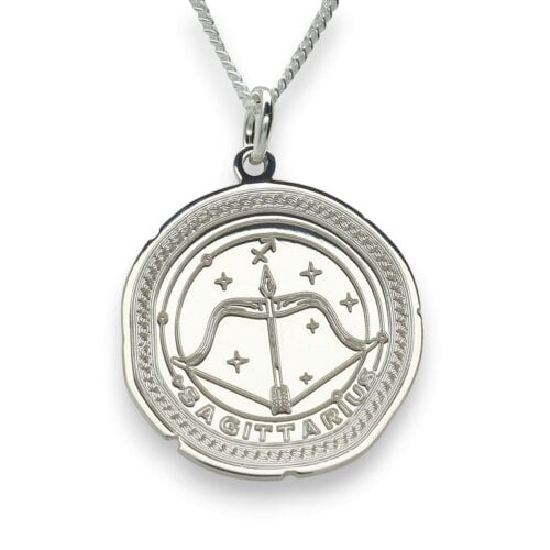 Christopher James of London Sterling Silver Zodiac Necklace Engraved Star Sign Pendant with Optional Engraving