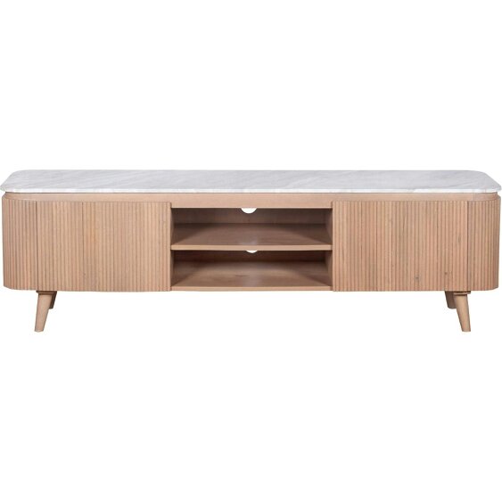 Wyld Haus Boston Natural Oak and Brown Marble 2 Door TV Unit