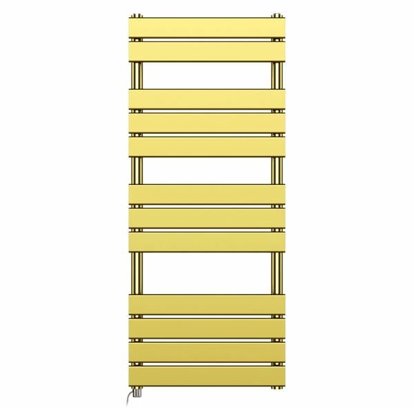 MYHOMEWARE 500 mm x 1200 mm Flat Electric Panel Shiny Gold Heated Bathroom Towel Rail Radiator Pre-Filled