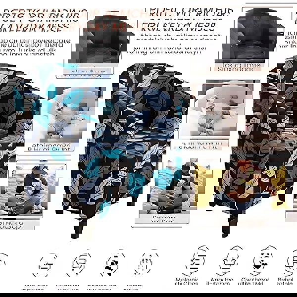 Anyhouz Anyseat Sofa Cover Black Leaf Design Dust Proof Chair Tub Slipcover Home Decor