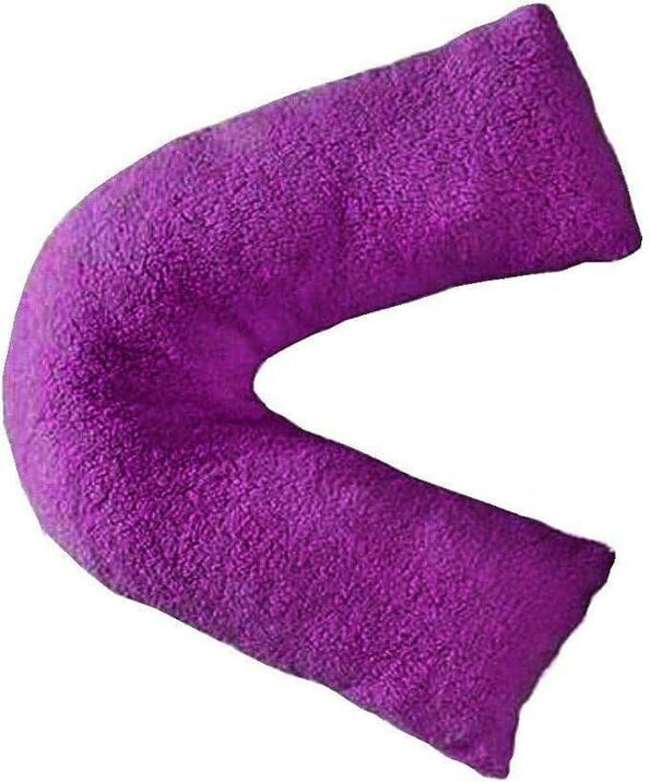 Night Zone Teddy Bear Fleece V Shaped Pillow – Soft Support Cushion with Case or Cover Only - Plum - Cover Only
