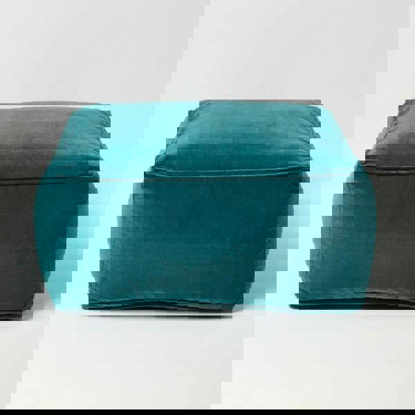 HOMESCAPES Velvet Pouffe Bean Cube