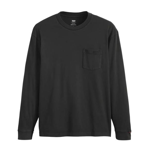 Levis Mens Authentic Pocket Long-Sleeved T-Shirt - Black - 