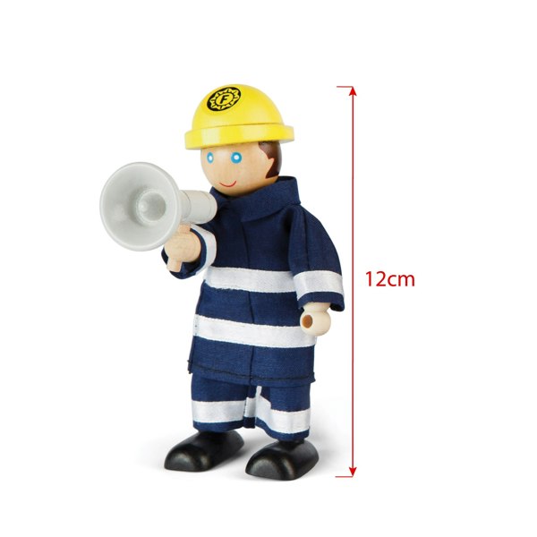 Tidlo 4 Wooden Firefighter Figures With Equipment