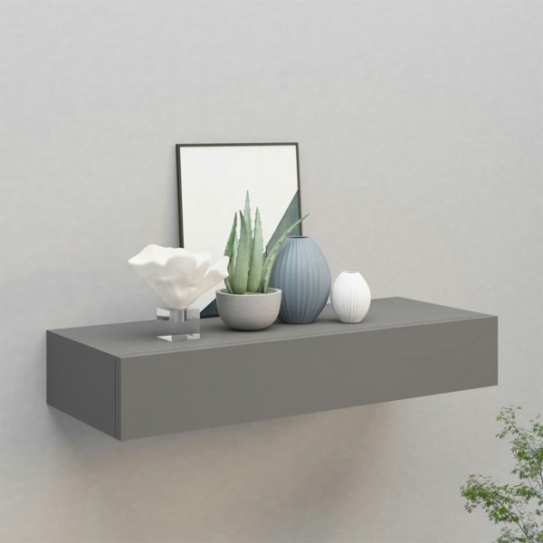 Berkfield Wall-mounted Drawer Shelf Grey 60x23.5x10cm MDF