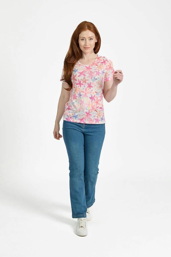 Mudflower Leaf Embellished Burnout Top