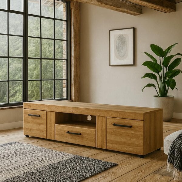 Wyld Haus Cortina 2 Door 1 Drawer Wide TV Cabinet in Grandson Oak