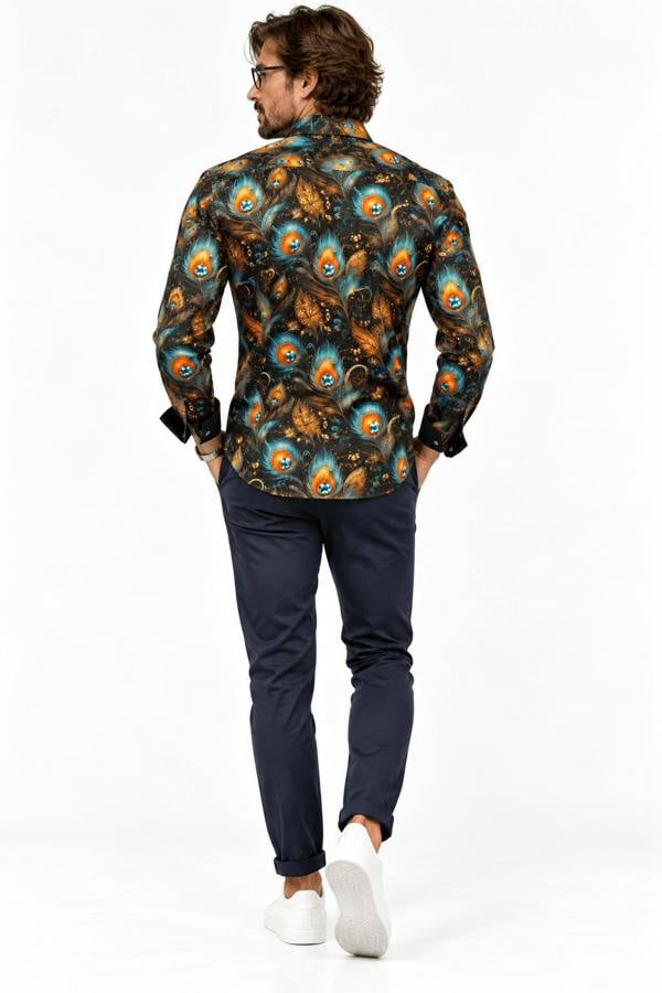 CL2694 Multi Peacocks Feathers - Claudio Lugli Shirts