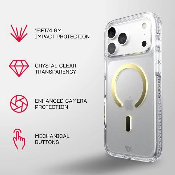 Tech21 Evo Crystal Case with MagSafe for iPhone 17/18 Pro Max 6.9" Clear Gold - T21-11700