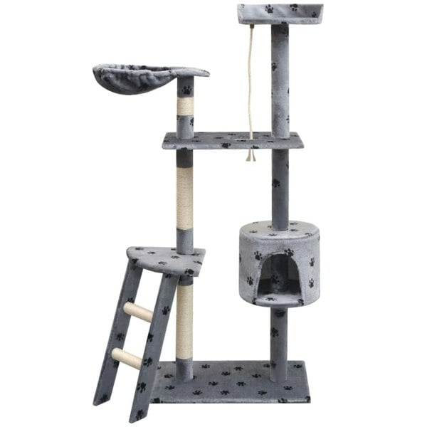 Berkfield Cat Tree with Sisal Scratching Posts 150 cm Paw Prints Grey
