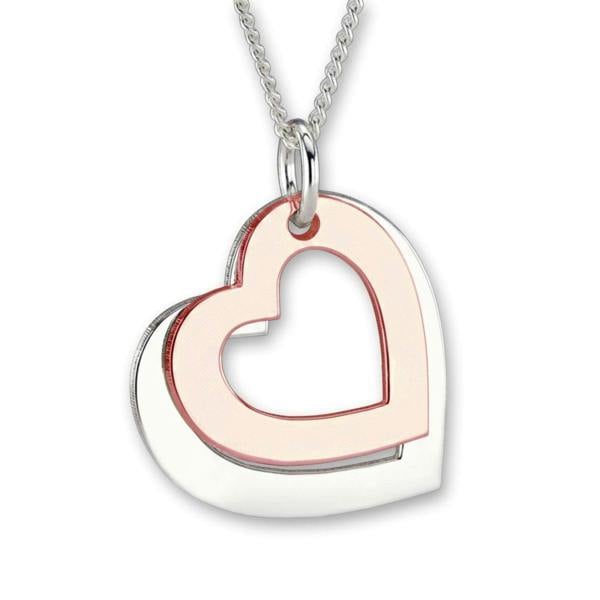 9ct Gold Plated Personalised Hearts Necklace - Love Silver Jewellery