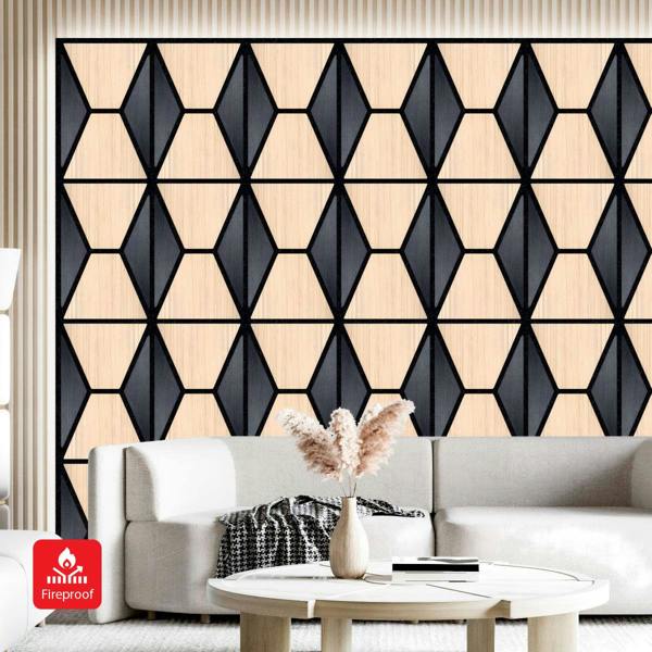 Britwall Geometric Harmony Acoustic Panel  - PET + MDF Size: 610 x 610 x 17 mm (Pack of 4)