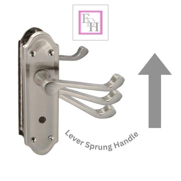 EDH Door Hardware Satin Nickel Door Handles - Askworth Internal Door Handles with Bathroom Sash