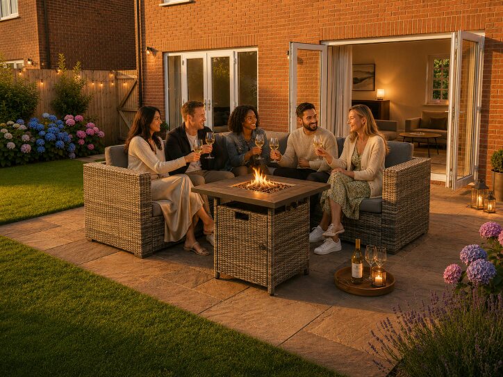 Outdoor Living Ascot Fire Pit Garden Set – Grey
