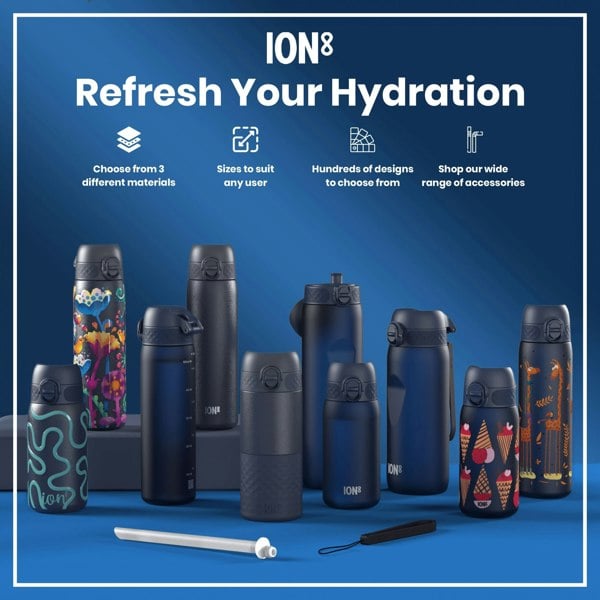 ION8 Leak Proof Thermal Steel Water Bottle, Insulated, Ash Navy, 320ml (11oz)