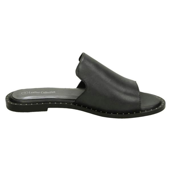 Leather Collection Ladies Leather Collection Flat Slipper Cut Mules F00202
