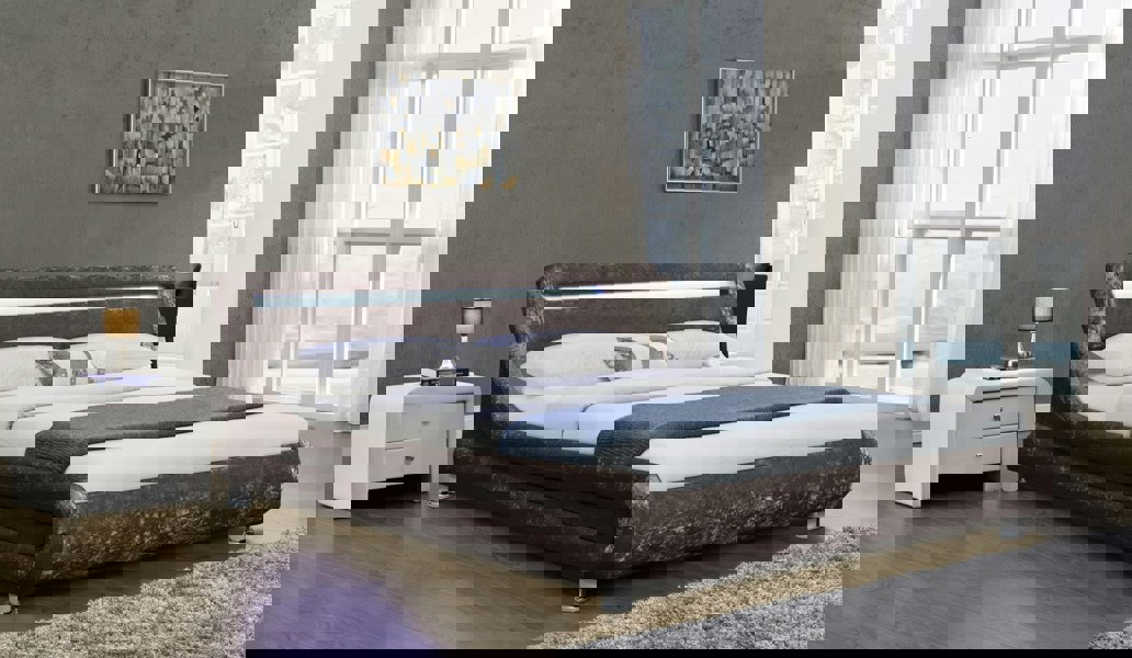 Comfy Living Mallorca LED Crushed Velvet Bed Frame - Glamorous & Illuminated Comfort for Your Luxe Bedroom