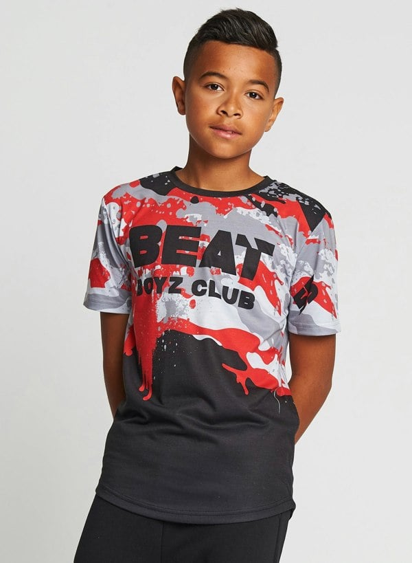 Beat Boyz Club Boys Streetwear Shredder Black Camo Graphic T Shirt