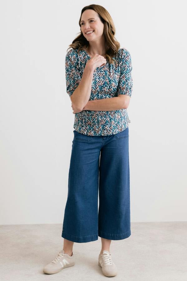 Lily & Me Meadow Printed Organic Cotton Jersey Top Ocean