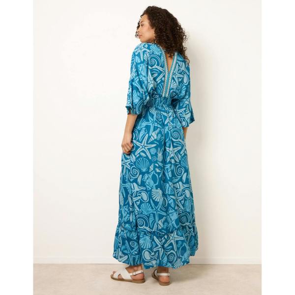 Blue Vanilla Embellished Kimono Style V Front Dress
