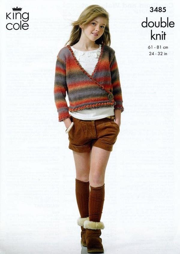 King Cole Riot Knitting Pattern 3485, Waistcoats, Cardigans for Kids, 3 - 11 Years - Advanced