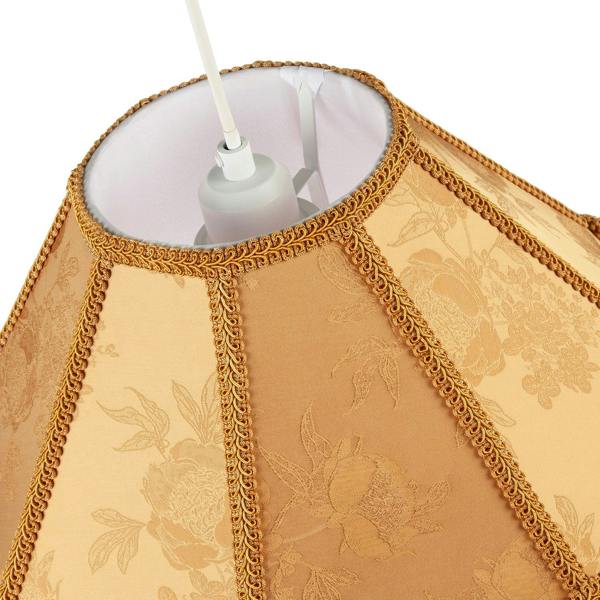 Gold Faux Silk Large Victorian Lamp Shade with Textured Floral Decor Image 5